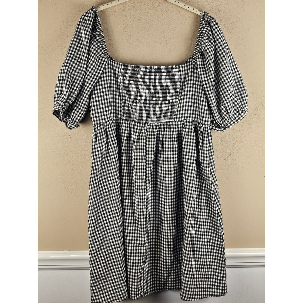 Pomander Place Tuckernuck Womens Abigail Black White Gingham Dress Medium - Picture 2 of 5